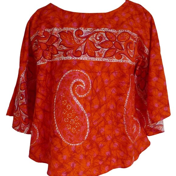 Alfred Shaheen - Margo's Tops - Alfred Shaheen - Margo's Honolulu, Vintage 1960s Hawaiian Paisley Poncho Blouse